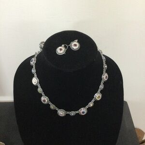LIA SOPHIA: Multicolor Crystal Silver Necklace & Earring Set - NWT